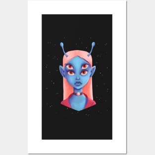 Four Eyes Alien Optical Illusion Posters and Art